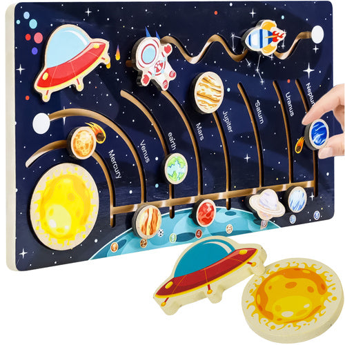 Wooden Montessori Solar System Puzzle for Kids