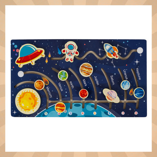 Wooden Montessori Solar System Puzzle for Kids
