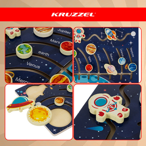 Wooden Montessori Solar System Puzzle for Kids