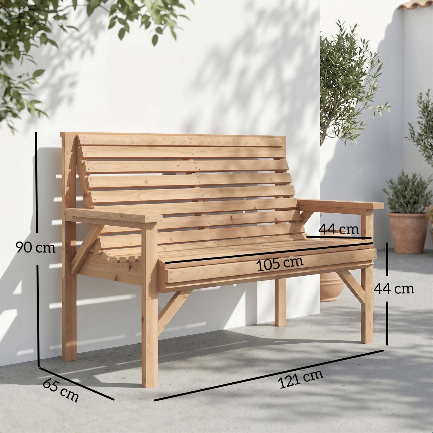 Wooden Outdoor Bench, Weatherproof, 260kg Capacity