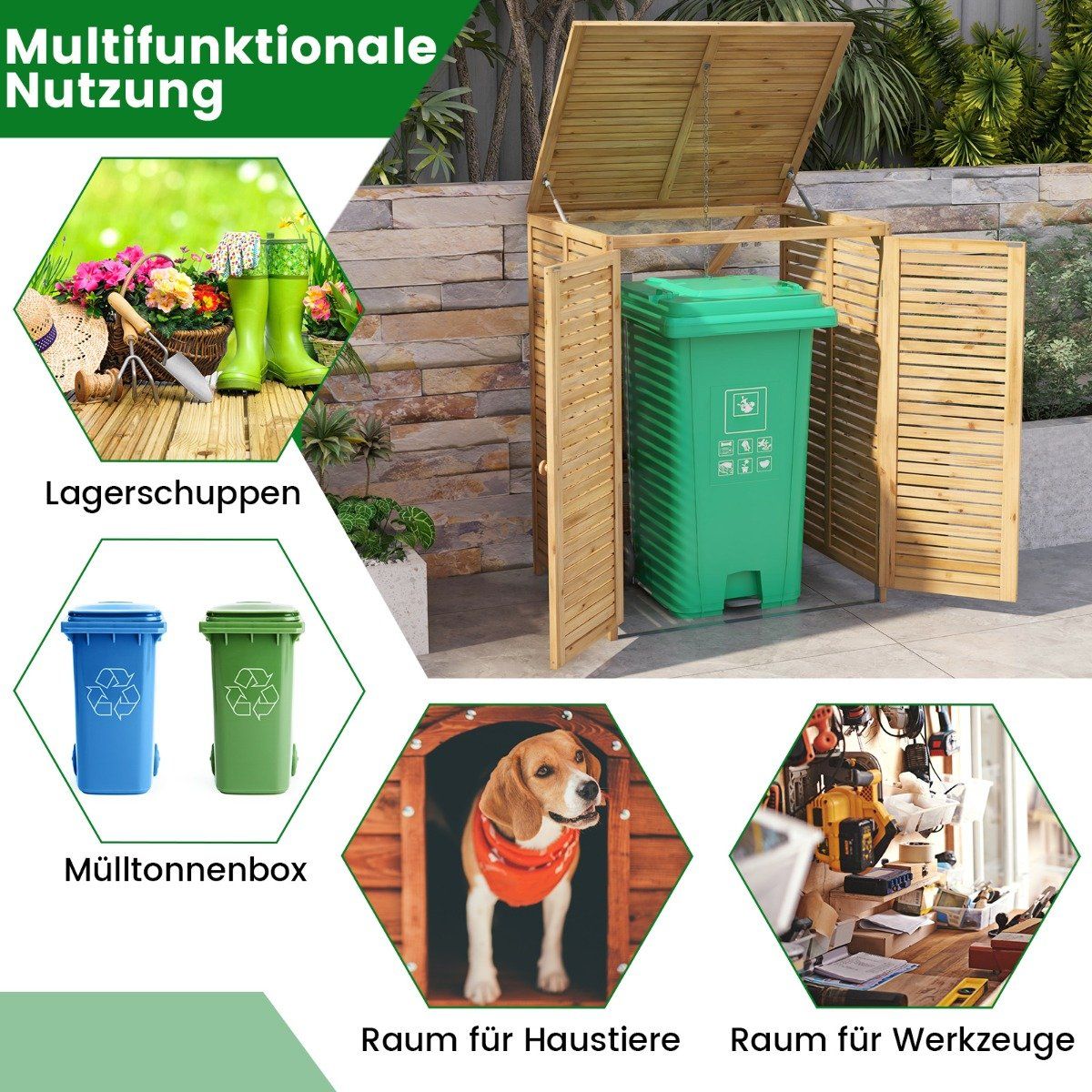 Wooden Outdoor Bin Storage – 120L, Lockable, Ventilated