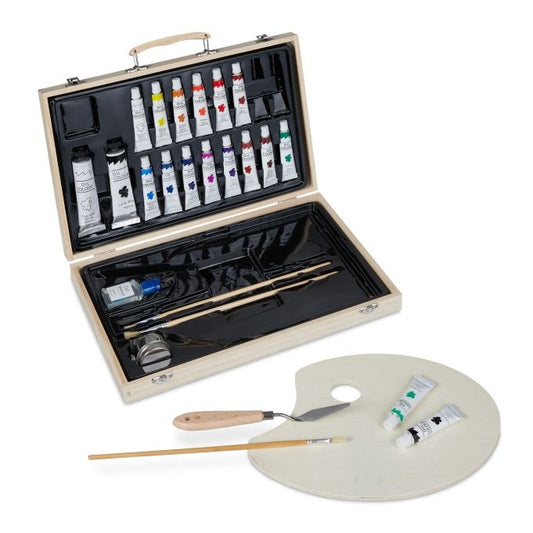 Wooden Painting Case with Oil Colours