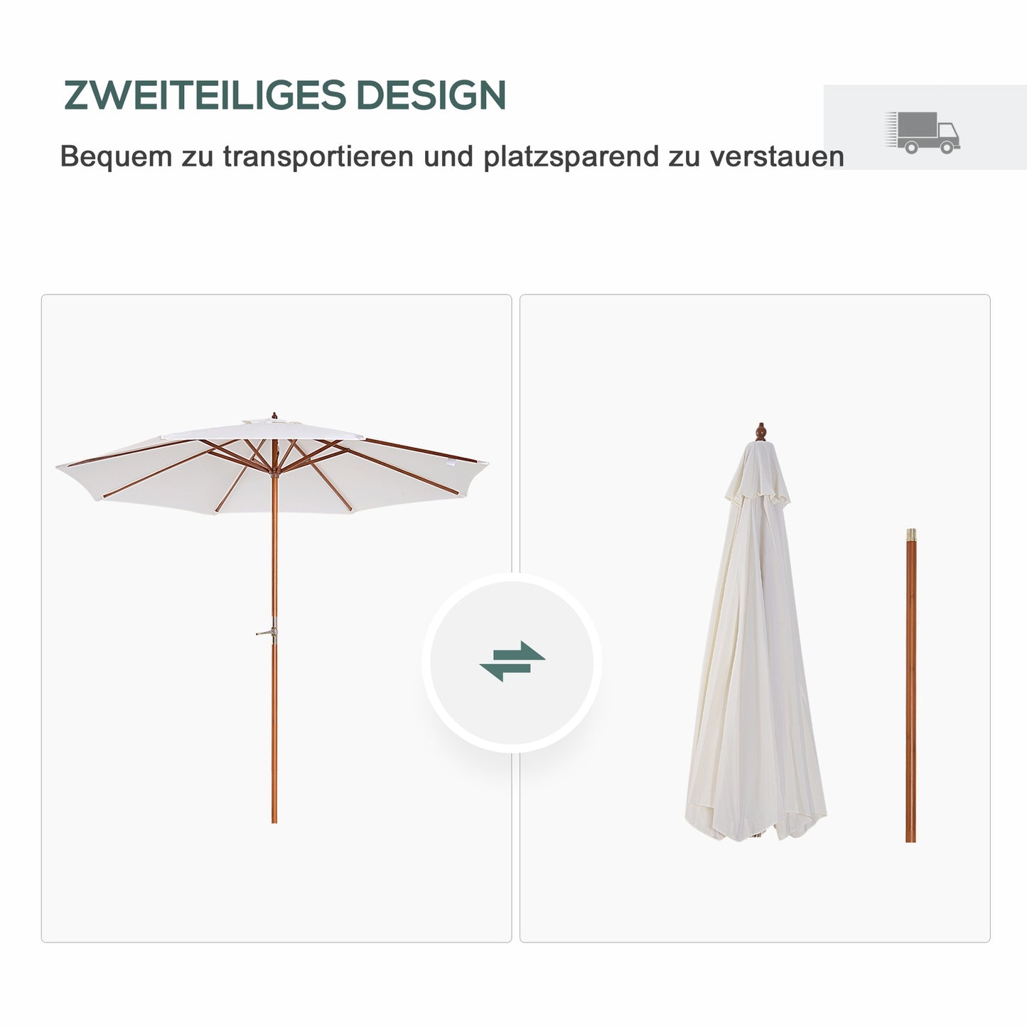 Garden parasol, 2.5 M Cream – Balcony parasol