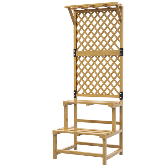 Plant stand in two levels, trellis design for garden, 60x50x166 cm