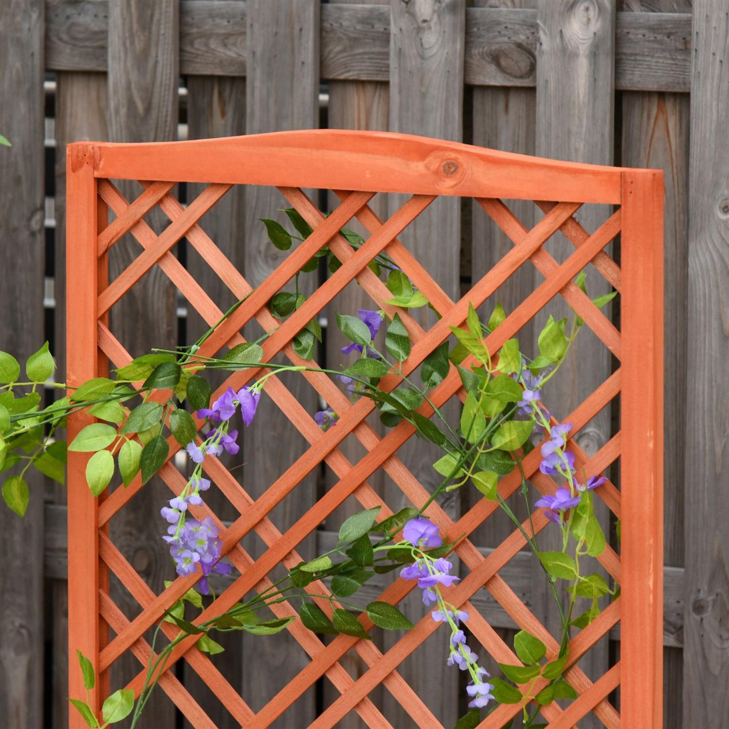 Wooden Planter Flower Stand With Trellis, Yellow, 60x30x123 Cm