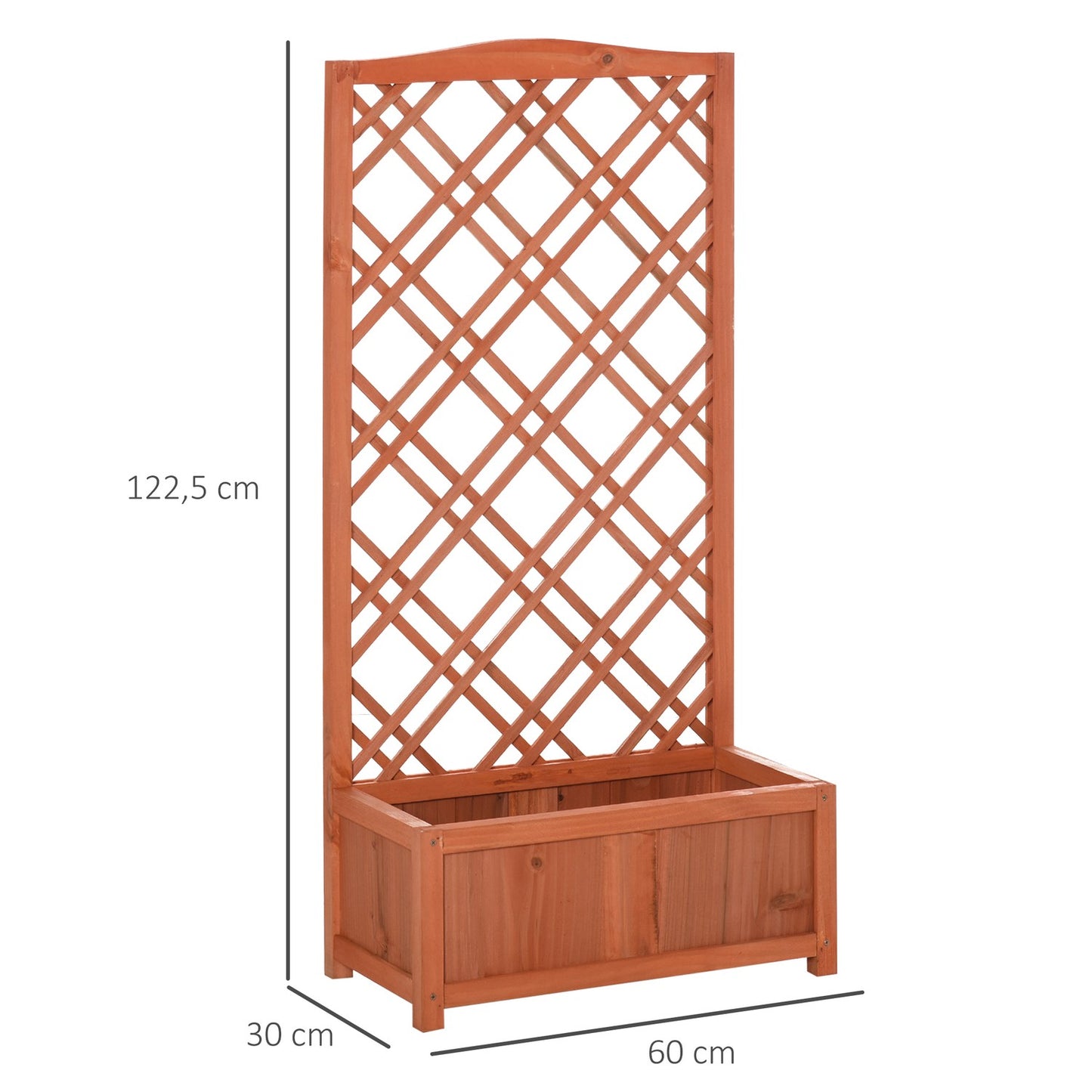 Wooden Planter Flower Stand With Trellis, Yellow, 60x30x123 Cm