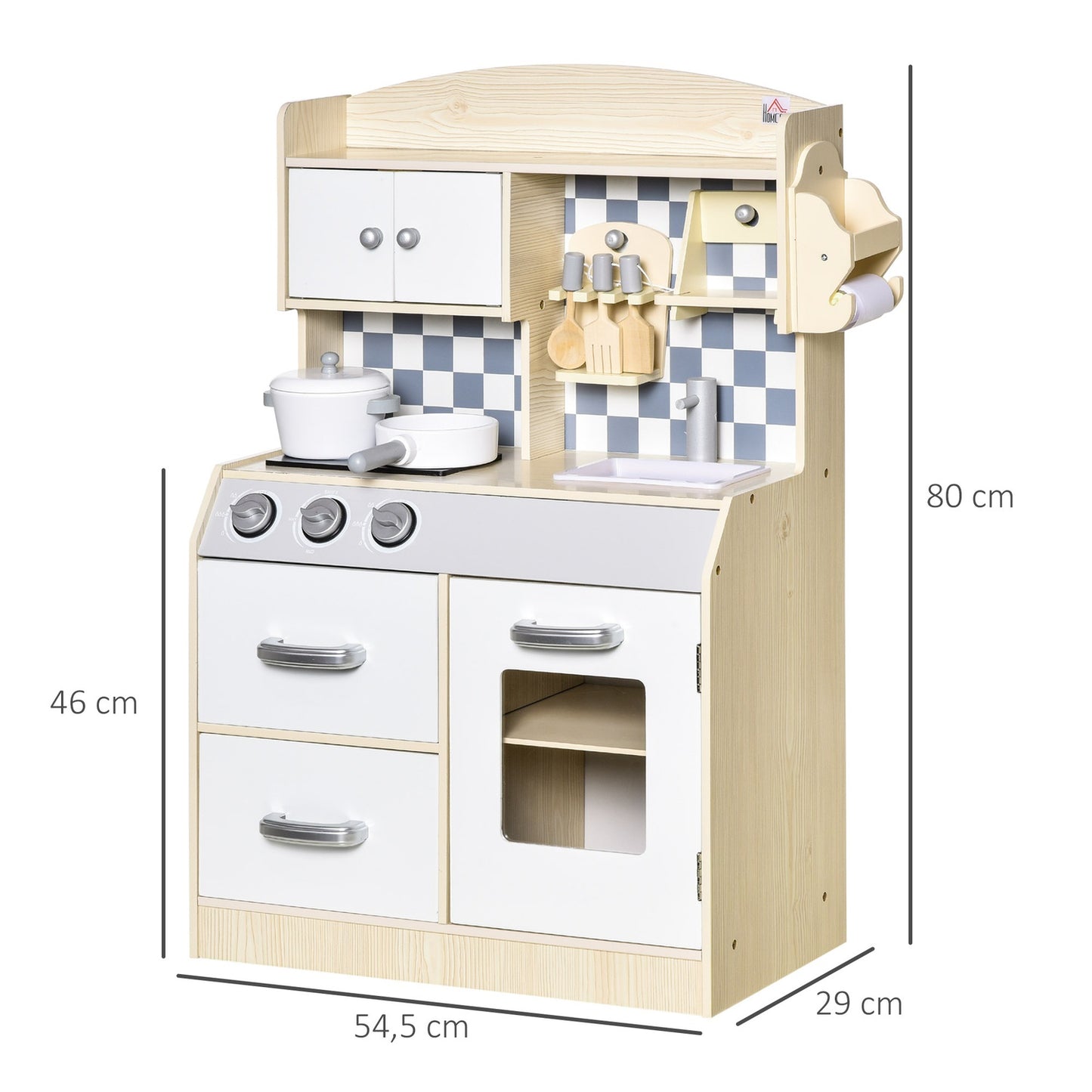 Children's wooden play kitchen with fog, light and music