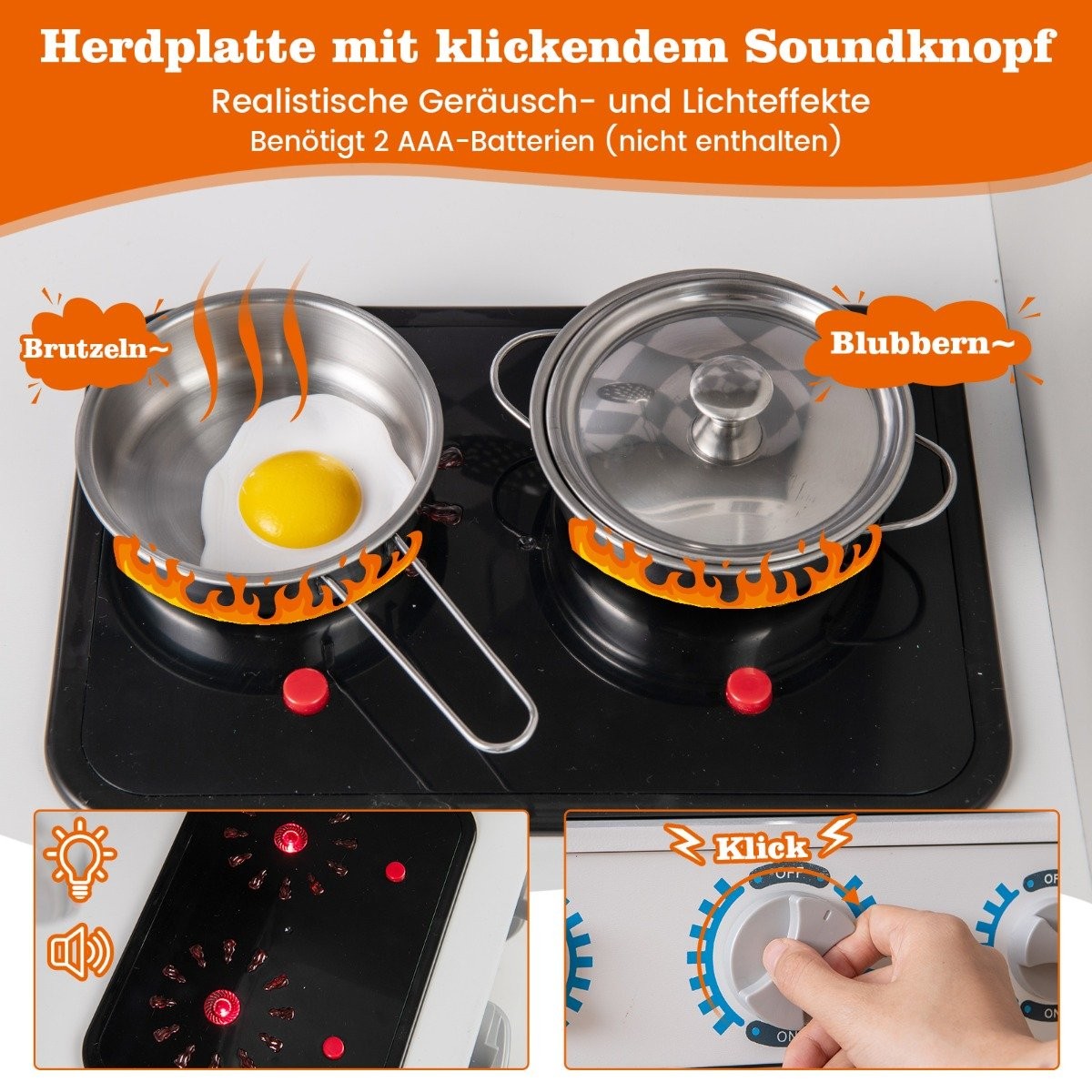 Wooden Play Kitchen Set with Ice Maker & Stove