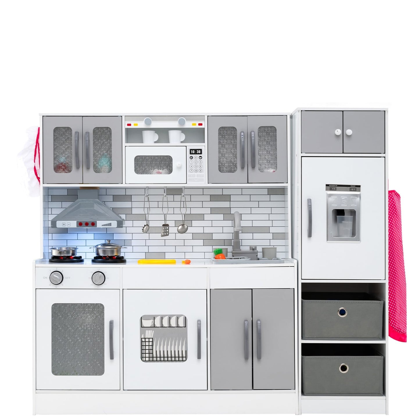 Wooden Play Kitchen Set with Lights & Sound, Modular Design
