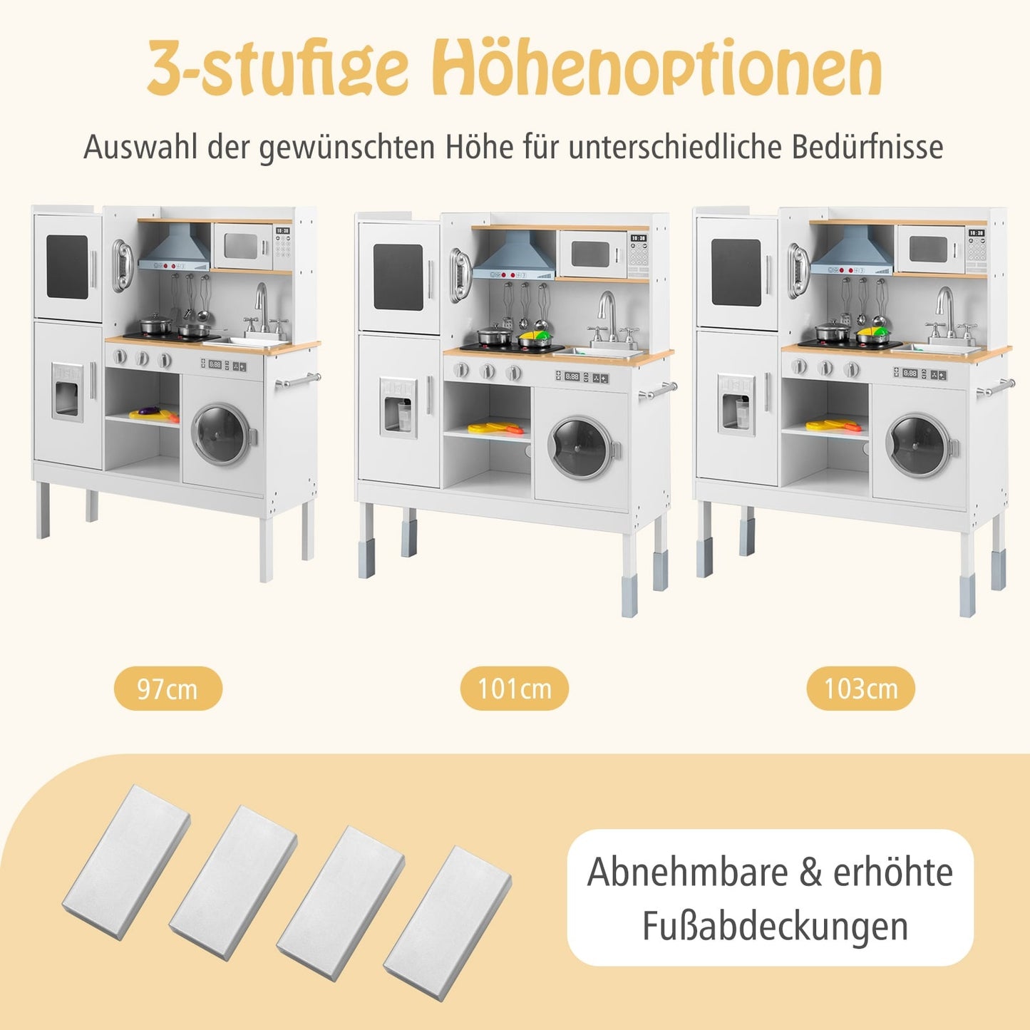 Wooden Play Kitchen with 16 Accessories for Kids 3+