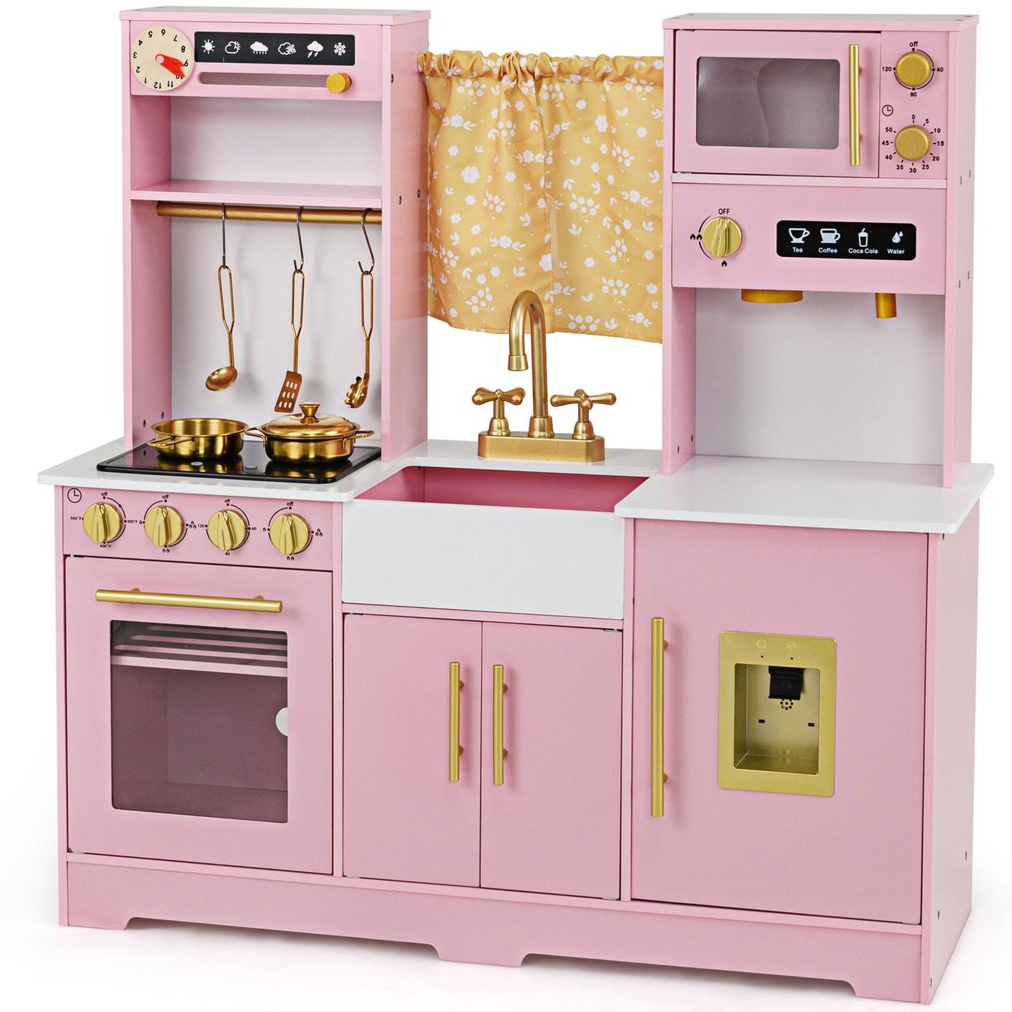 Wooden Play Kitchen with Sink & Accessories for Kids