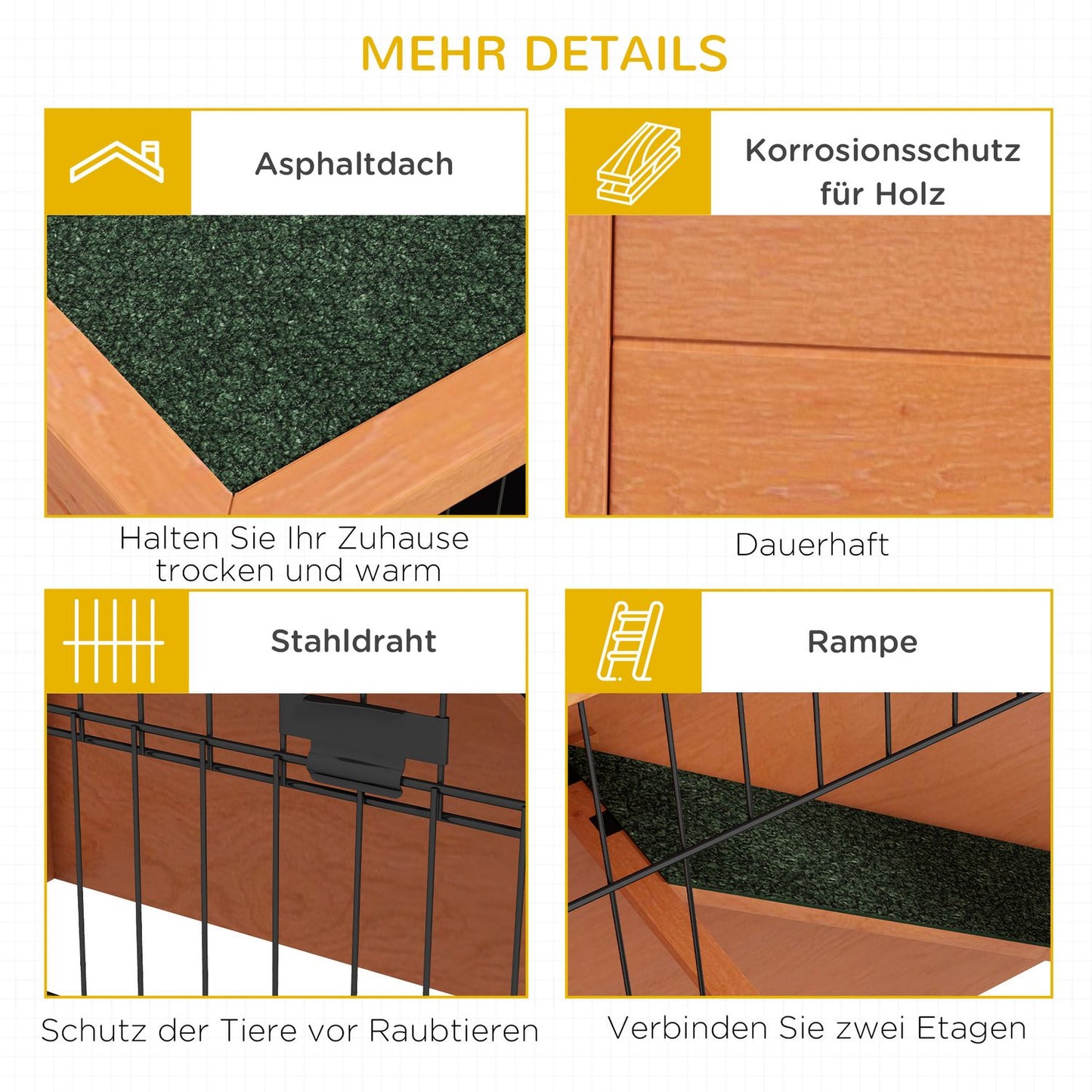 Wooden 2-story rabbit hutch with outdoor roof