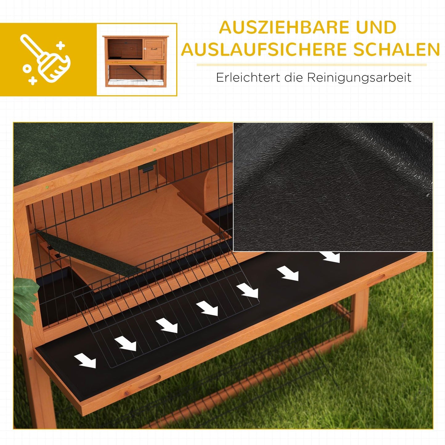 Wooden 2-story rabbit hutch with outdoor roof