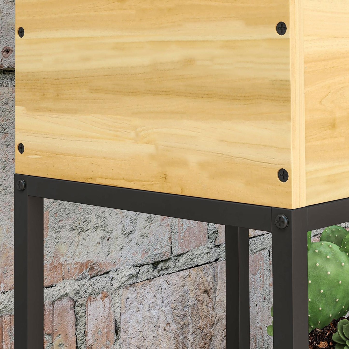 Raised wooden bed with steel legs, 22x22x54cm Garden box