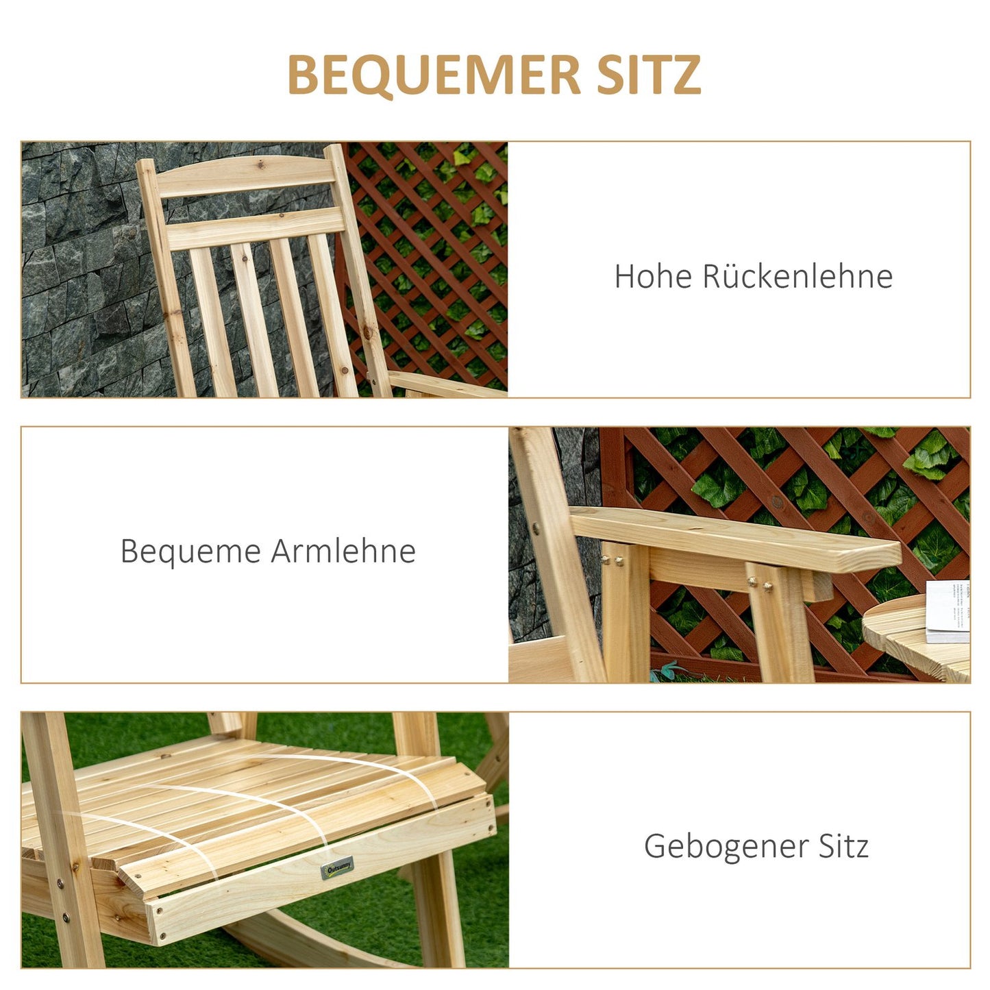 Wooden rocking chair set, high back, armrests