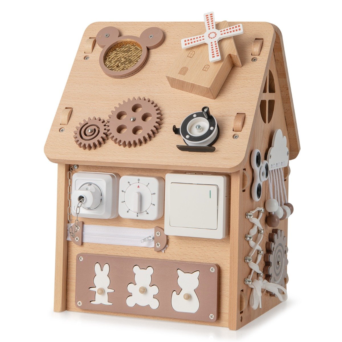 Wooden Sensory Playhouse for Kids with Storage