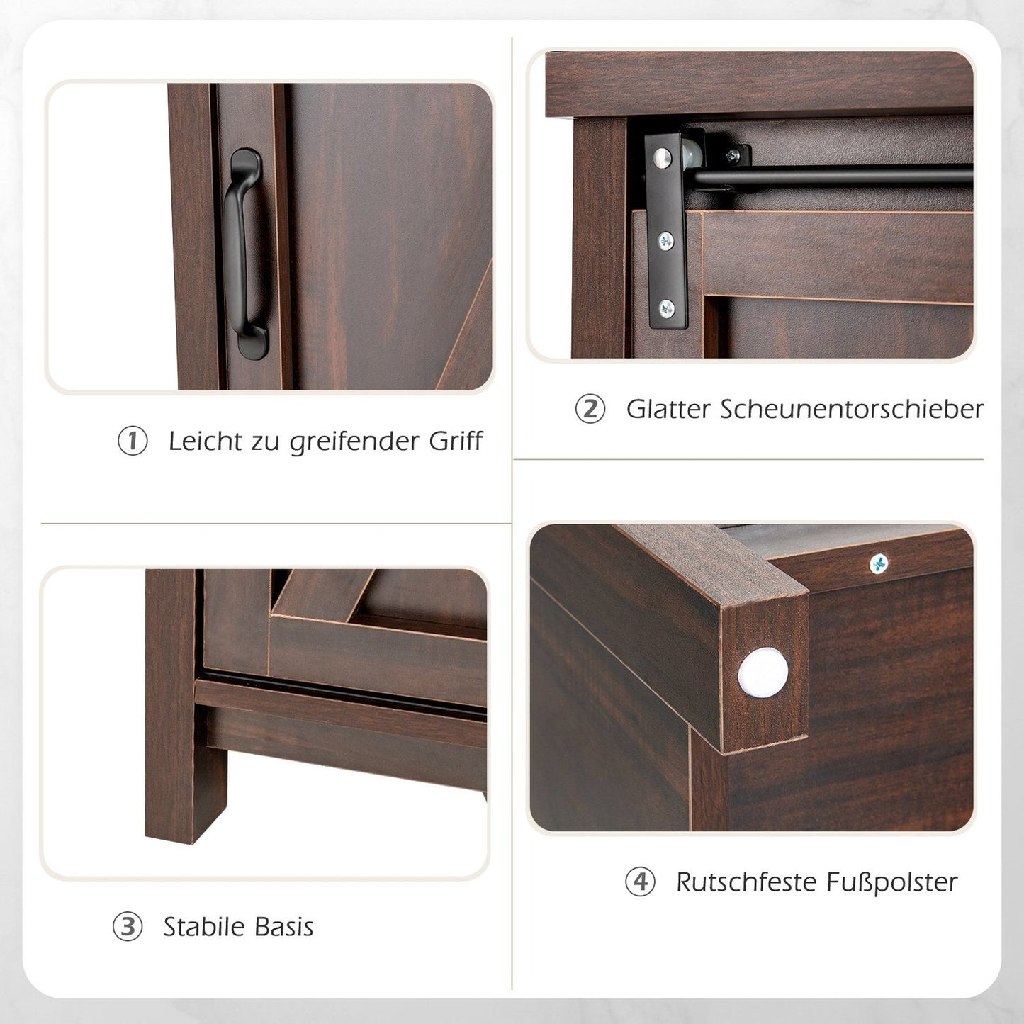 Wooden Sideboard with Sliding Doors & 4 Shelves, 80x40x82cm