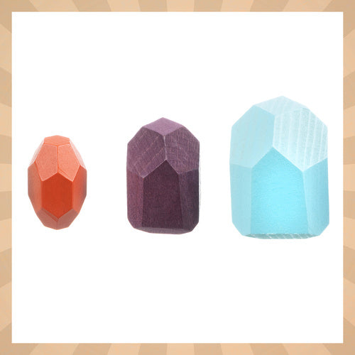 Wooden Stone Blocks for Kids – 16-Piece Set, Multi-Colored