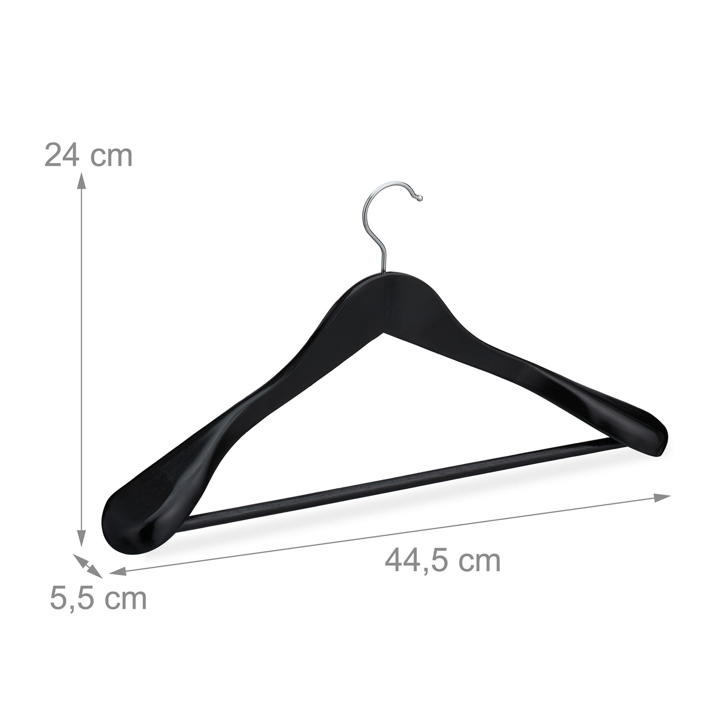 Wooden Suit Hangers, Set of 5, 360° Swivel Hooks