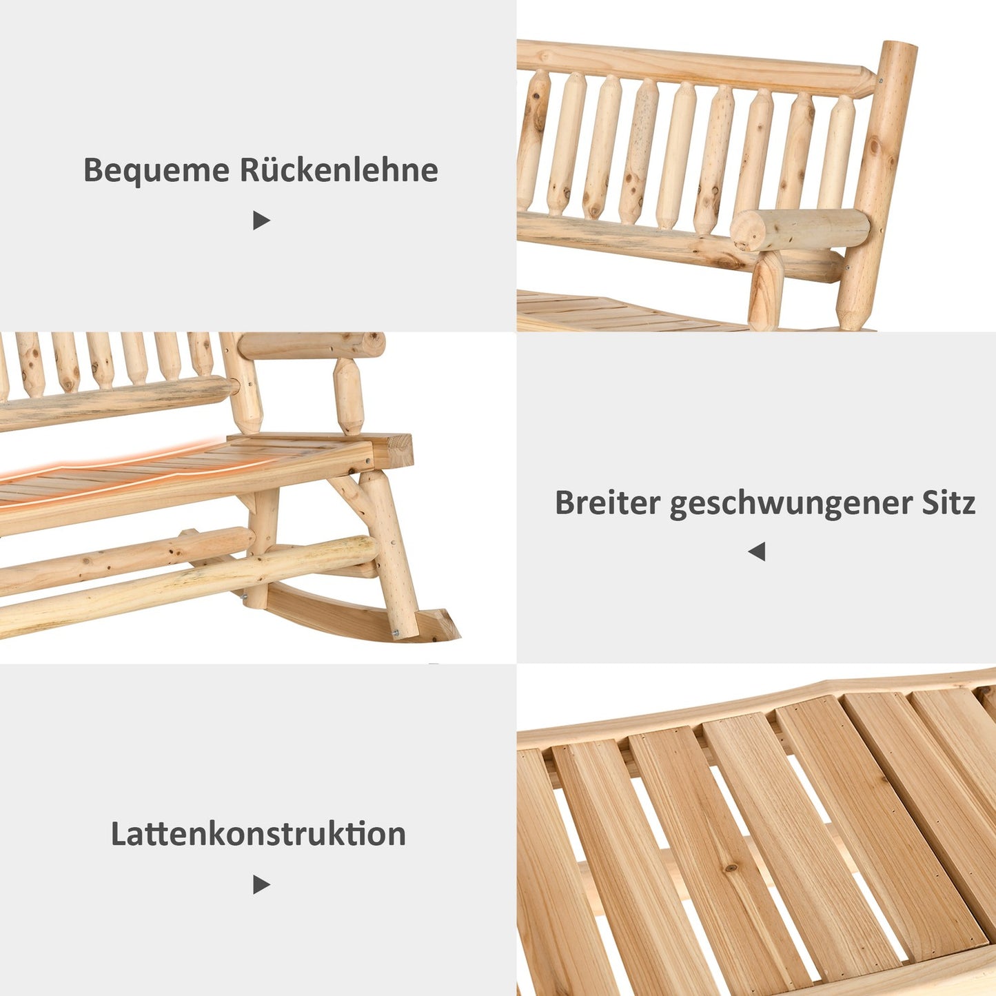 Garden swing bench, 2-seater with armrests, capacity 250 kg