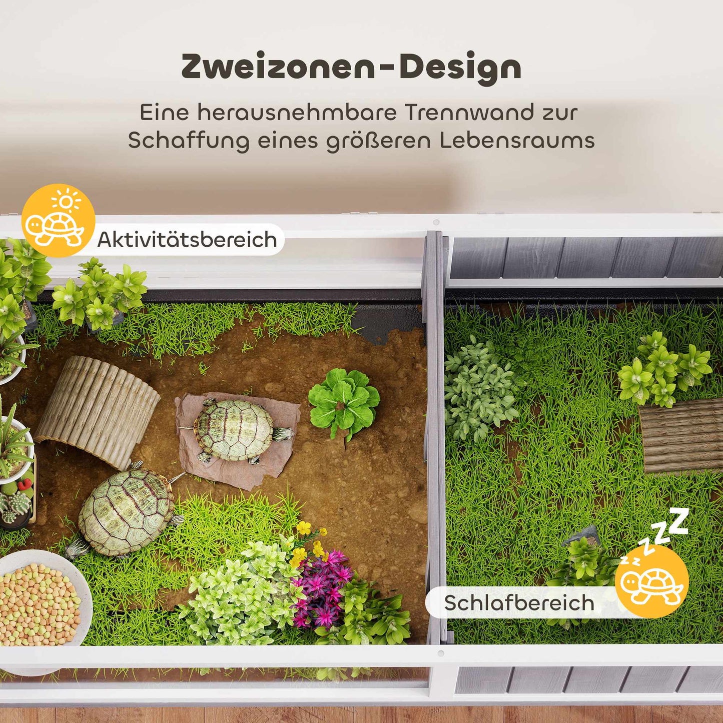 Wooden Tortoise House with Viewing Window, 104x53x82 cm