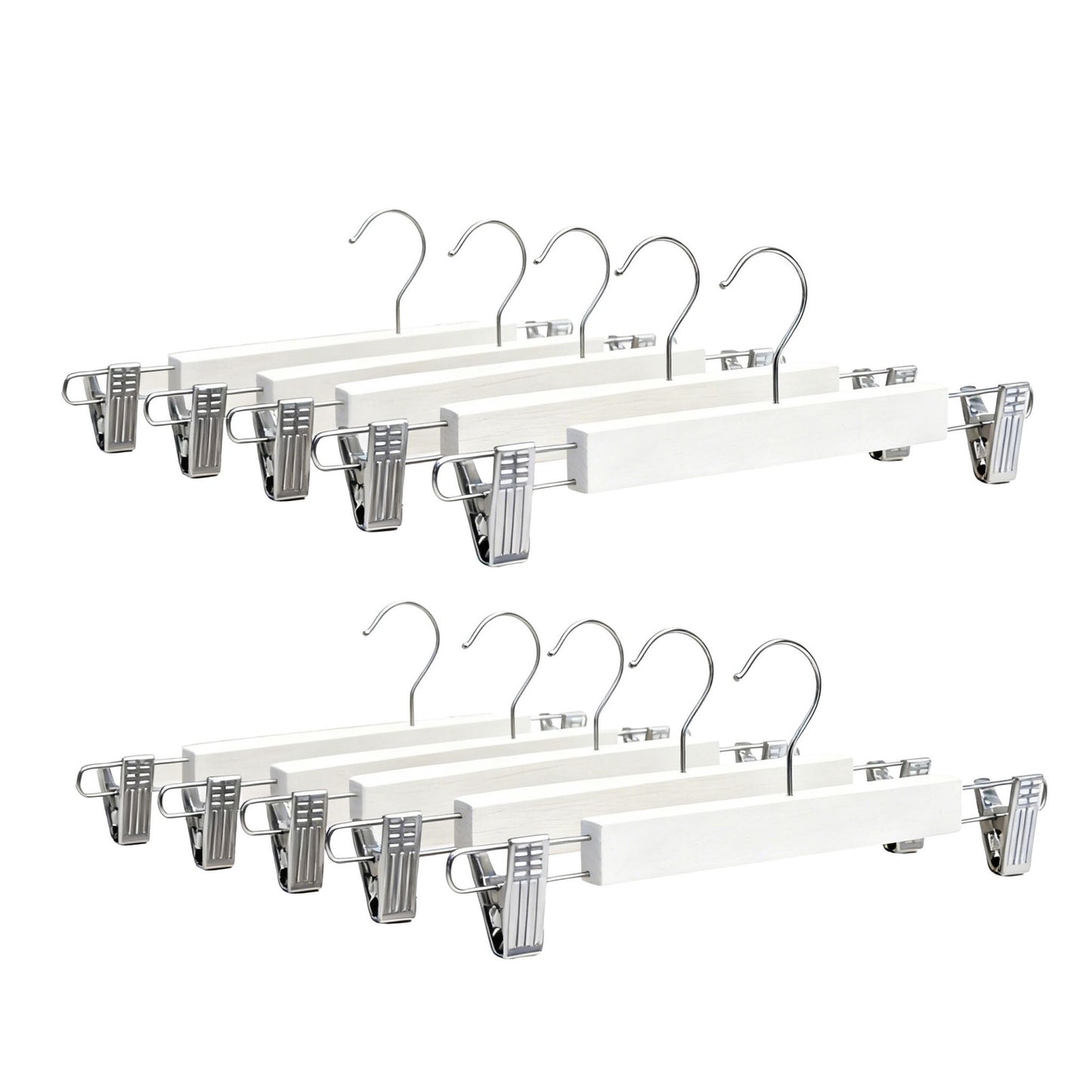Wooden Trouser Hangers, Set of 10 with Swivel Hooks