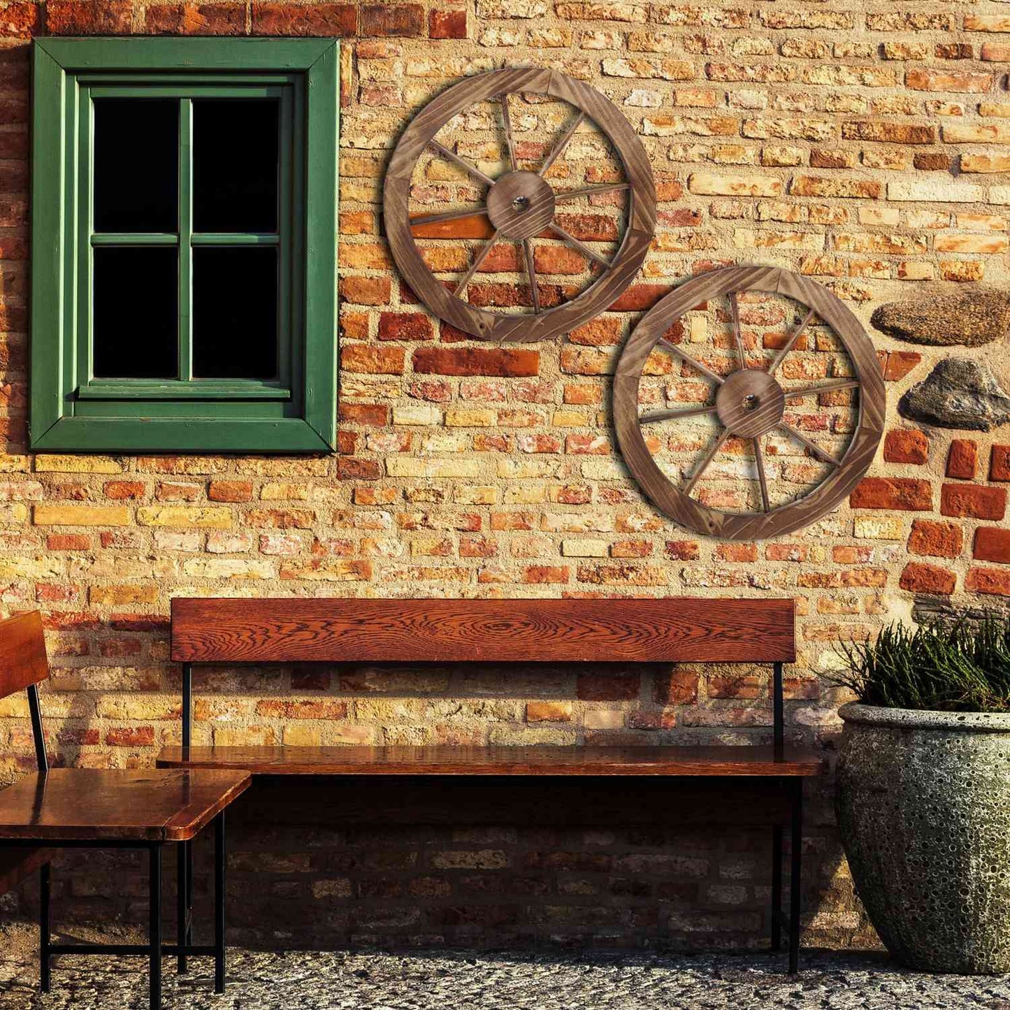 Wooden Wagon Wheels, 60 cm, Set of 2