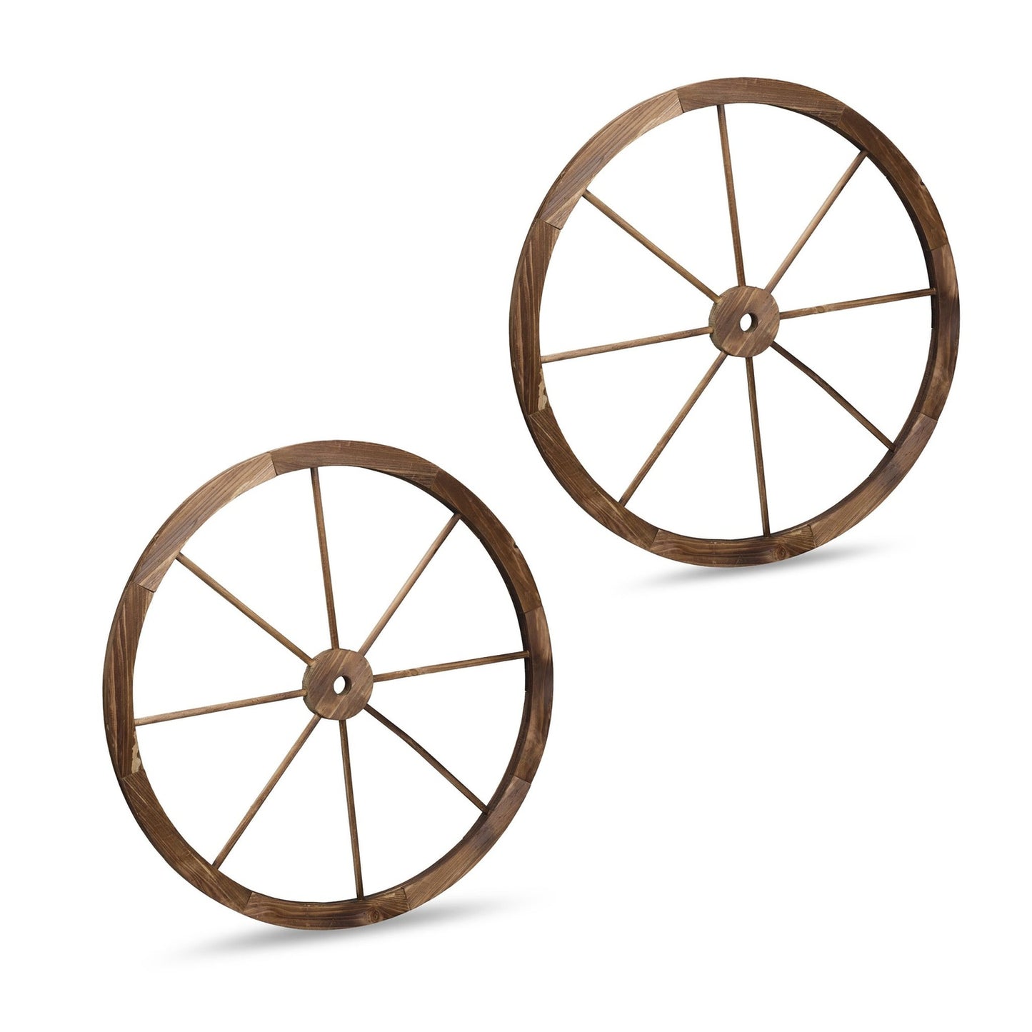 Wooden Wagon Wheels, 75 cm, Set of 2, Rustic Decor