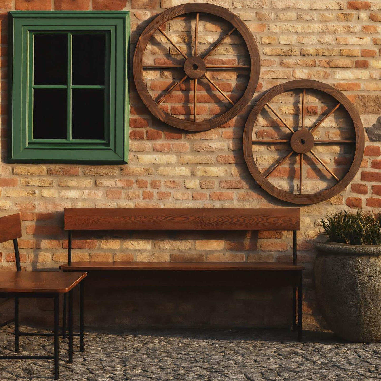 Wooden Wagon Wheels, 75 cm, Set of 2, Rustic Decor