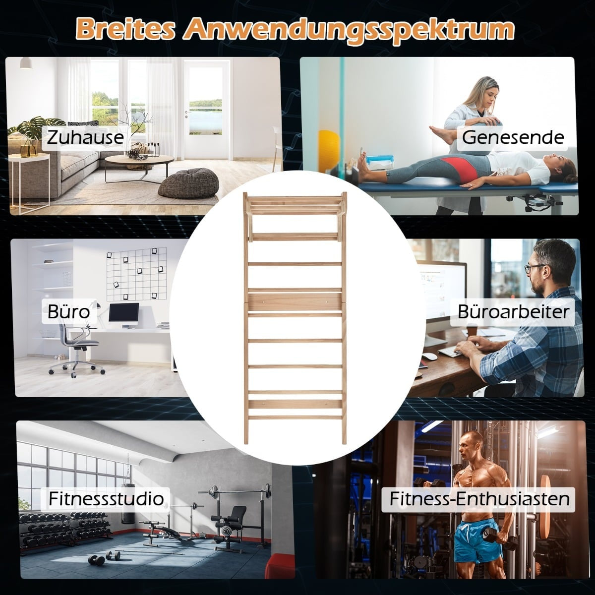Wooden Wall-Mounted Gymnastics Ladder for Indoor Workouts