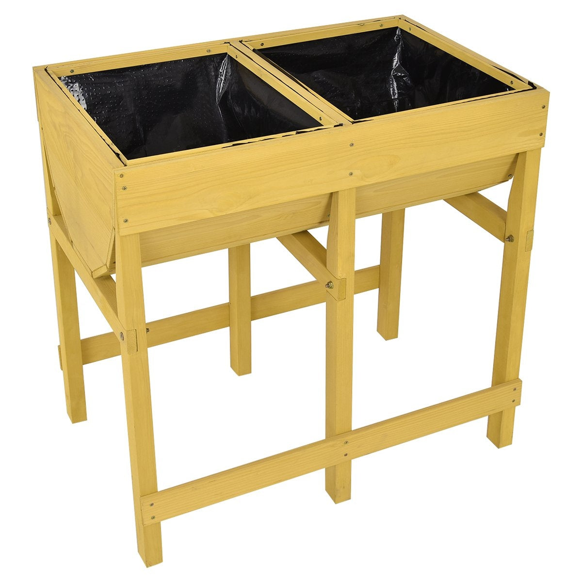 Wooden Yellow Raised Bed Flower Bed Planter Box