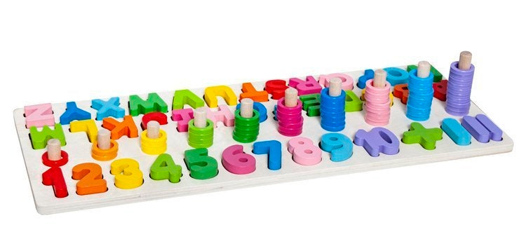 Wooden alphabet and numbers puzzle