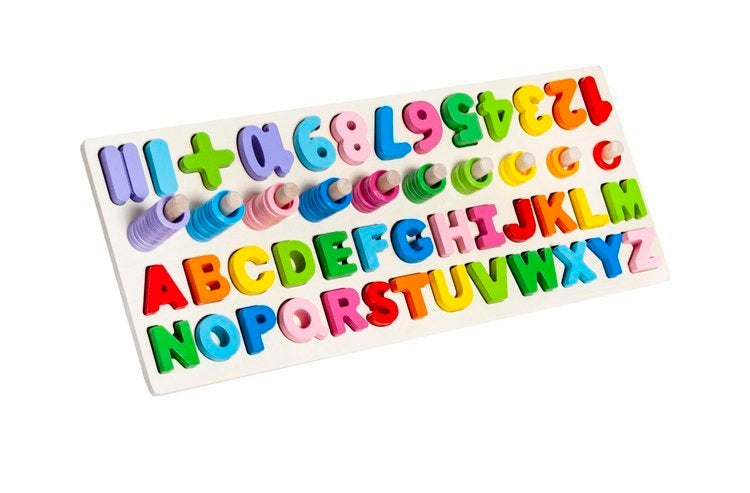 Wooden alphabet and numbers puzzle