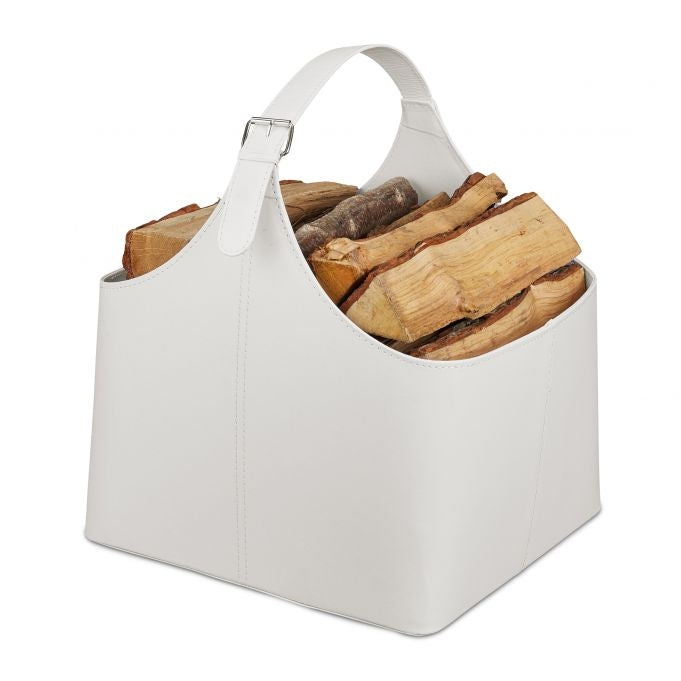 Wooden basket Imitation leather Cream White