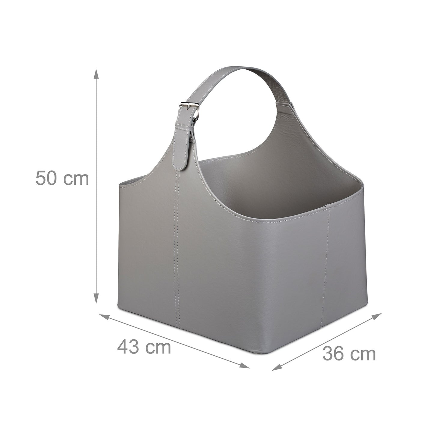 Wooden basket Imitation leather Dark grey