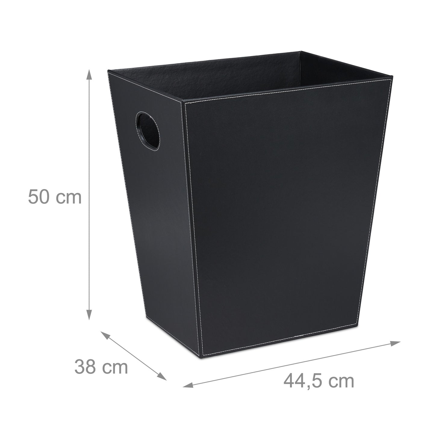 Wooden basket in imitation leather with handle