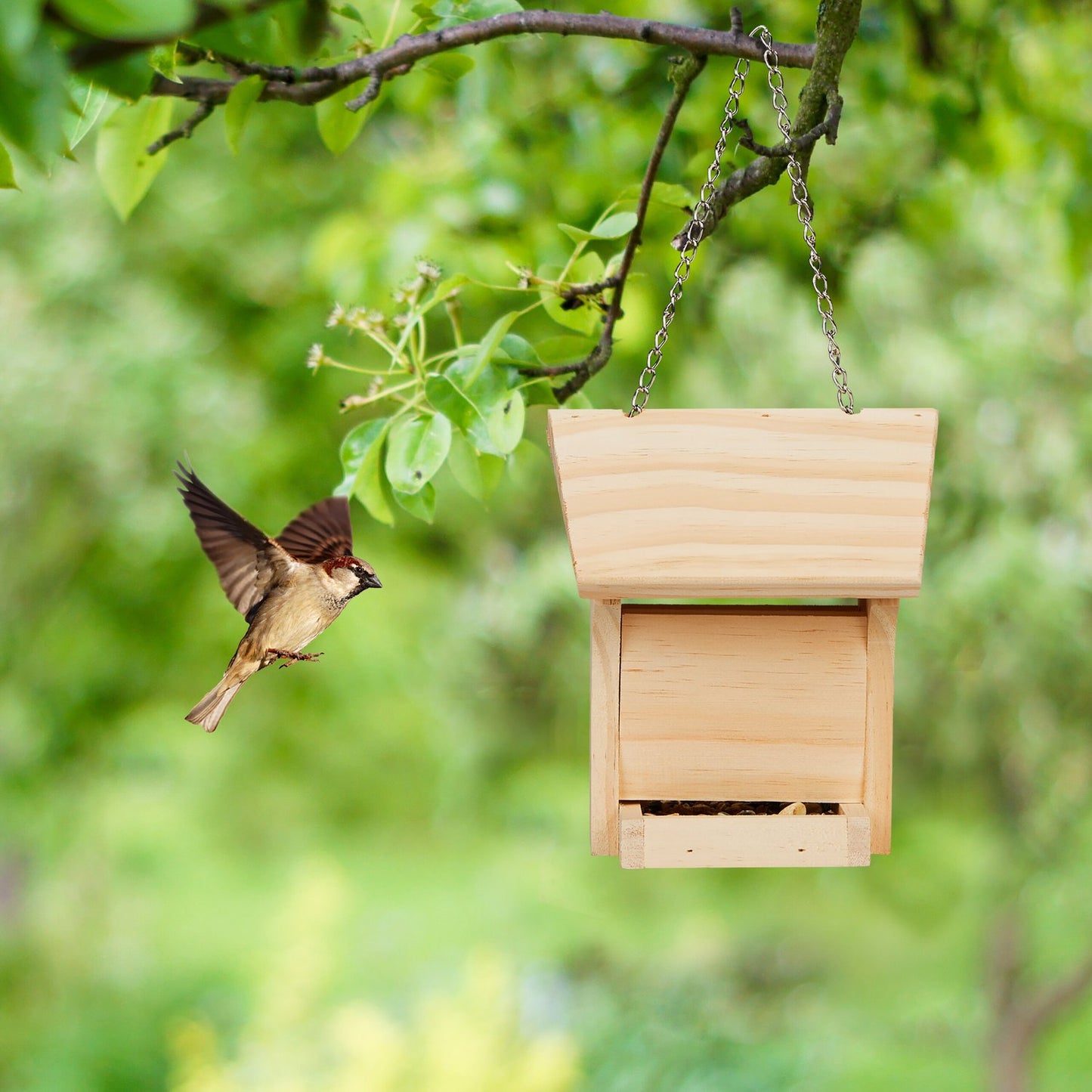 Wooden bird feeder