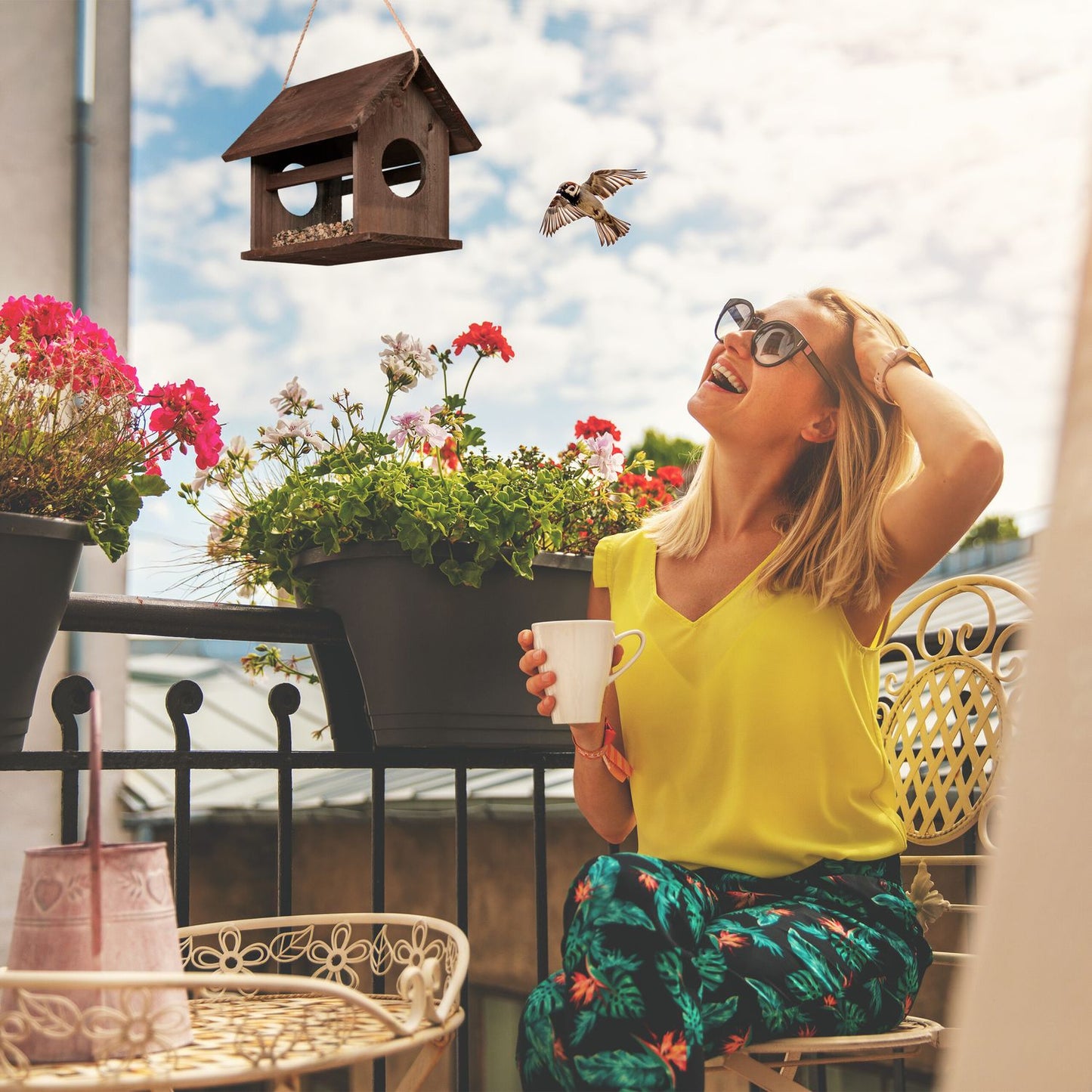 Wooden bird feeder