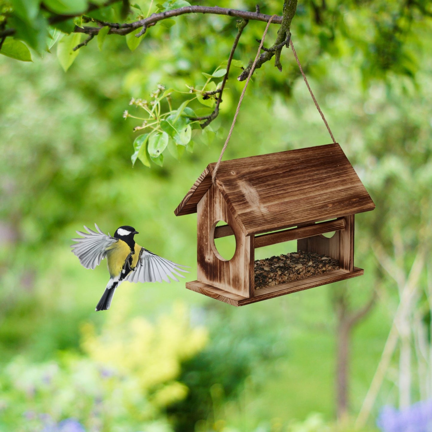 Wooden bird feeder