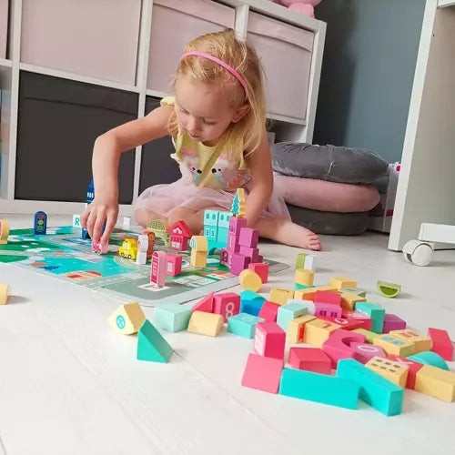 Wooden blocks - city 100 pcs. Kruzzel 19 159