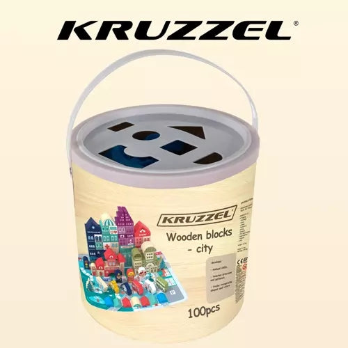 Wooden blocks - city 100 pcs. Kruzzel 19 159