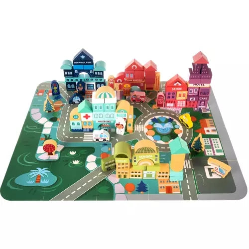Wooden blocks - city 100 pcs. Kruzzel 19 159
