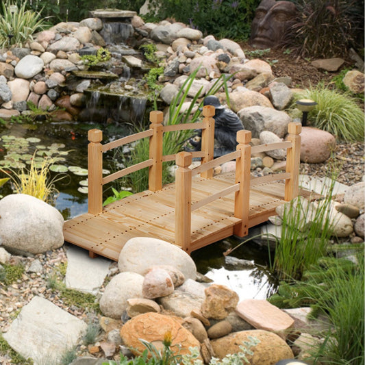 Wooden bridge pond bridge bridge garden bridge wooden footbridge with railing 150cm natural