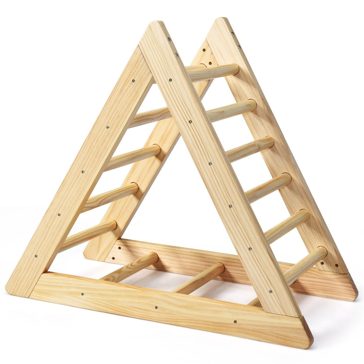 Wooden climbing triangle climbing frame for children aged 3 and over to develop motor skills made of natural pine 93x46x81cm