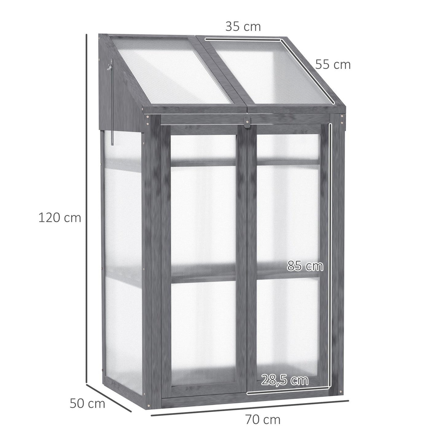 Greenhouse with cold frame, 3 shelves, winter proof
