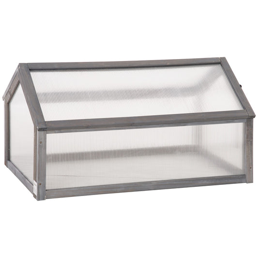 Mini Wooden Cold Frame Greenhouse, Winterproof, 90x52x49.5 cm