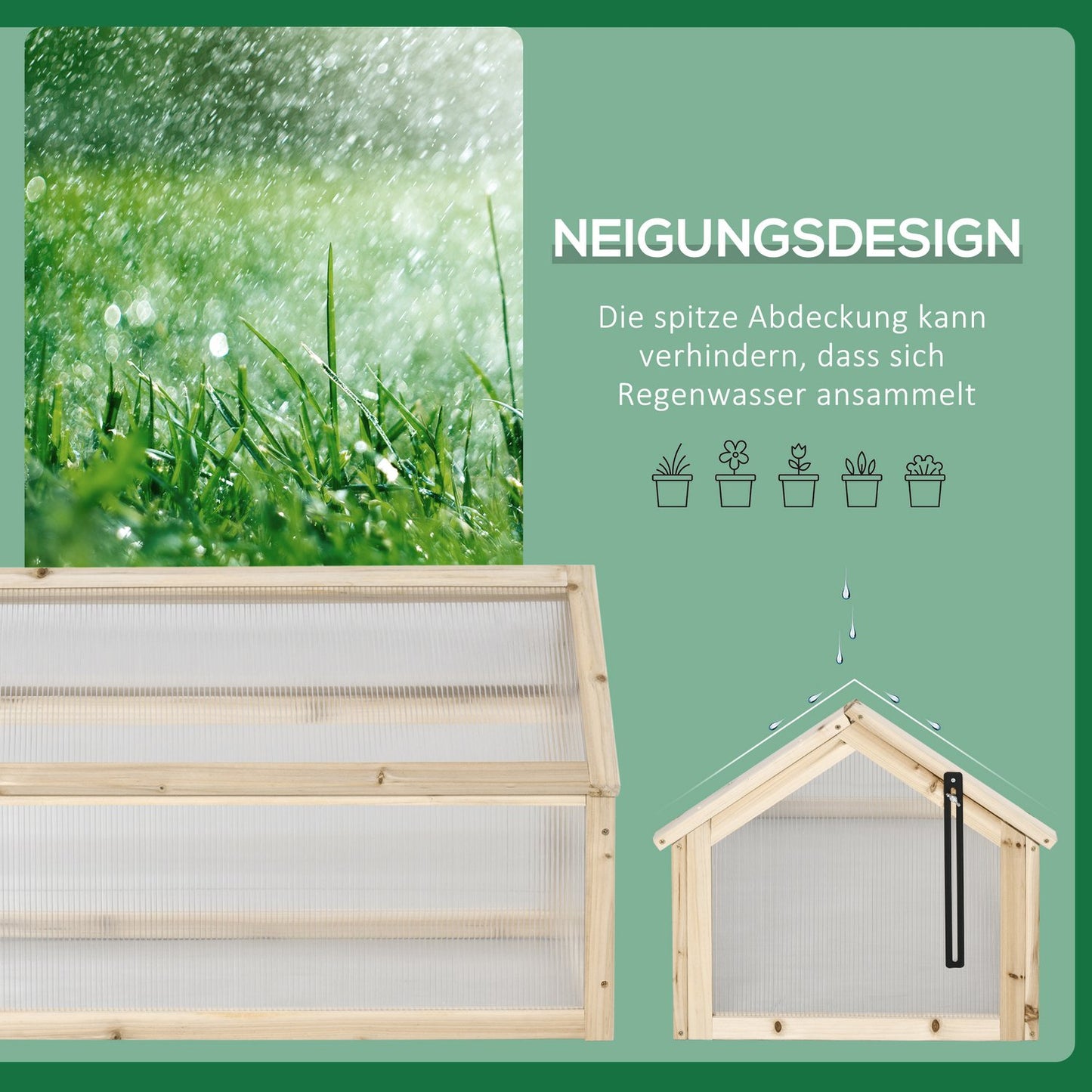 Wooden Mini Greenhouse Box - Winterproof, 90 x 52 x 49.5 cm