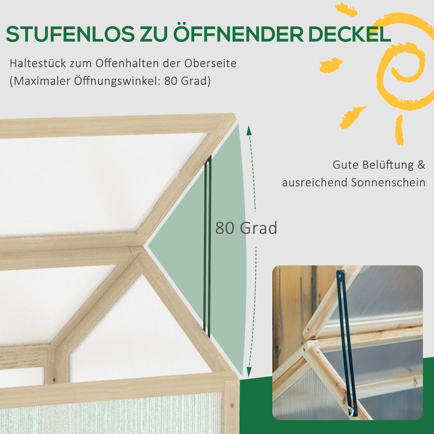 Wooden Mini Greenhouse Box - Winterproof, 90 x 52 x 49.5 cm