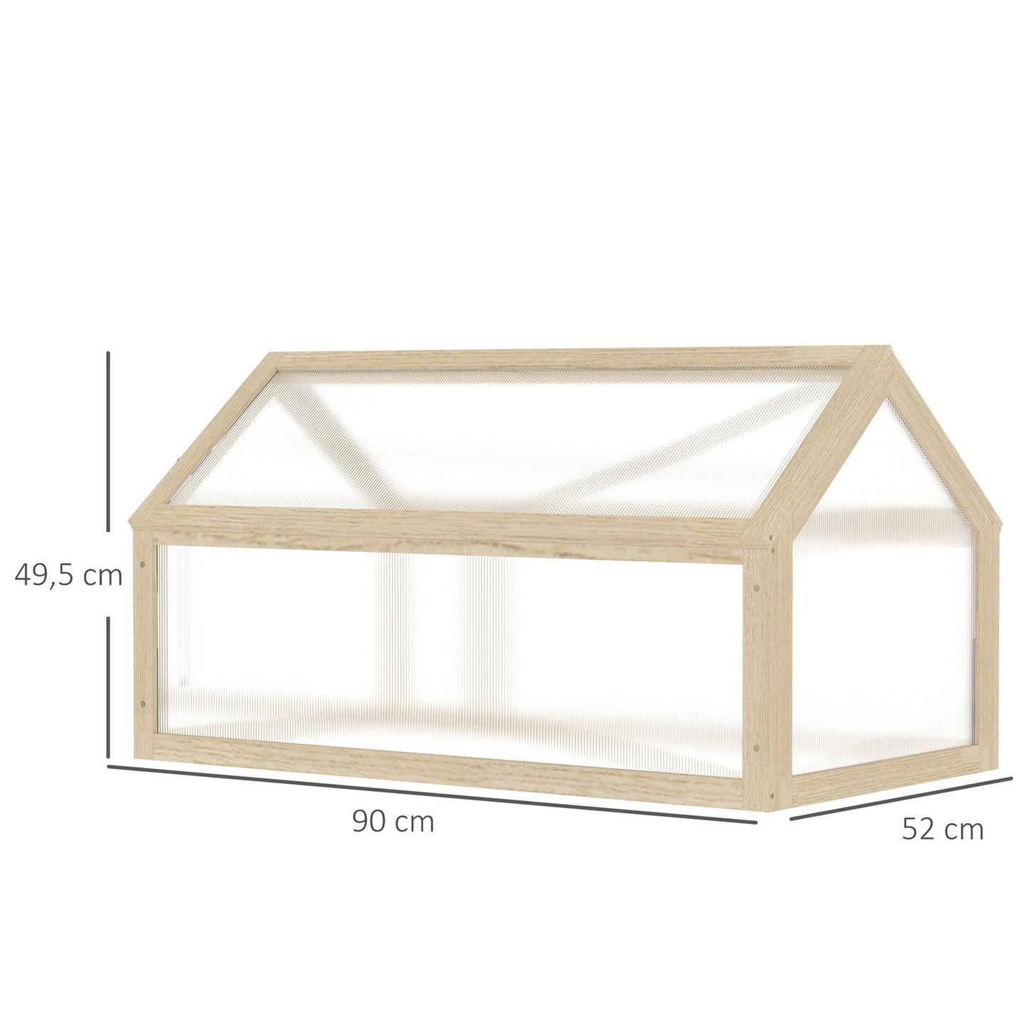 Wooden Mini Greenhouse Box - Winterproof, 90 x 52 x 49.5 cm