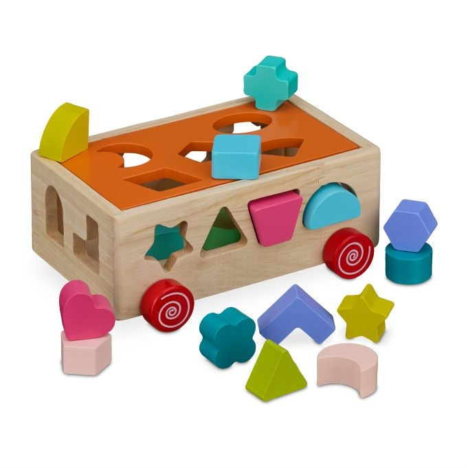 Wooden cube with 17 shapes